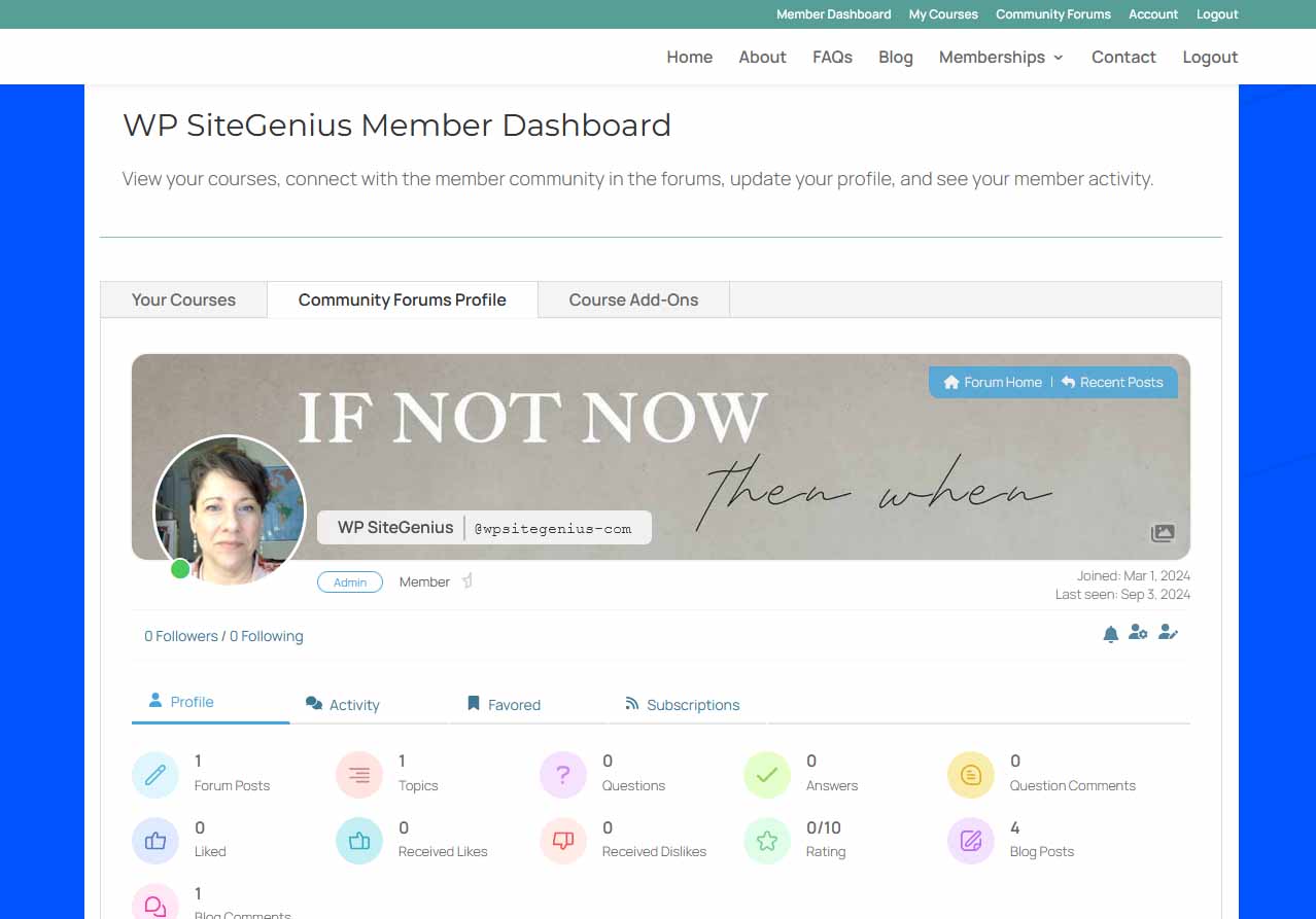 member dashboard