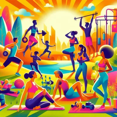 health-beauty-fitness-01 illustration people in the park working out